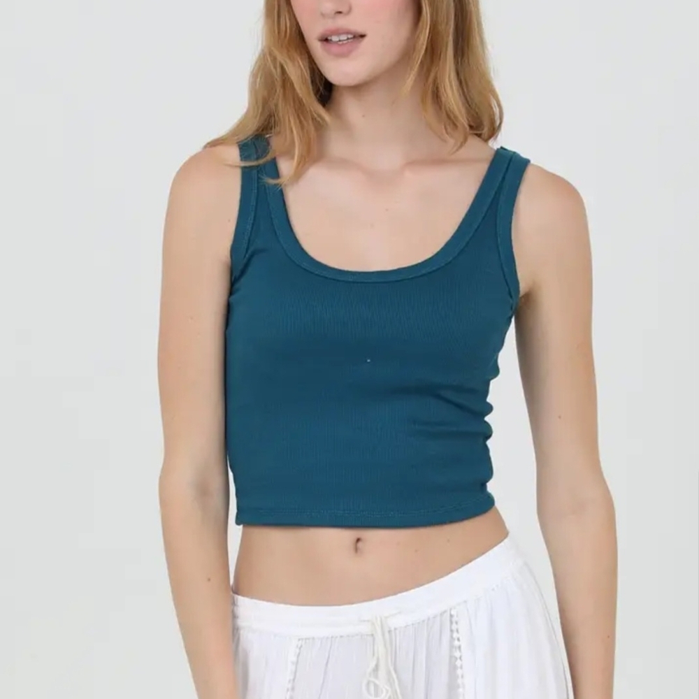 New! ANGIE  Rib Knit Scoop Neck Tank